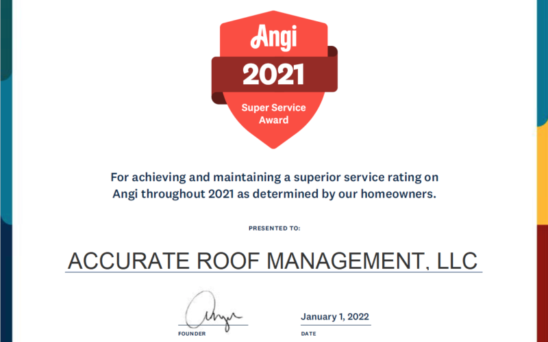 Accurate Roof Management | Angi | 2021 | Super Service Award